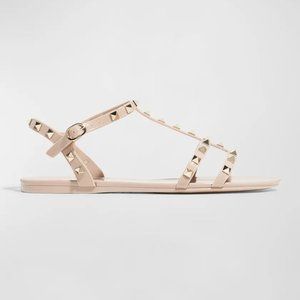 Valentino Garavani Rockstud Jelly Flat Gladiator Sandals Sz 40